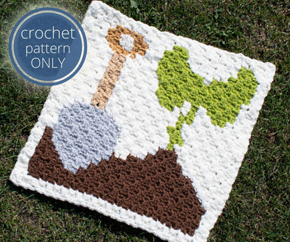 Planting in the Dirt C2C Square | Gardening Corner to Corner Block Crochet Pattern