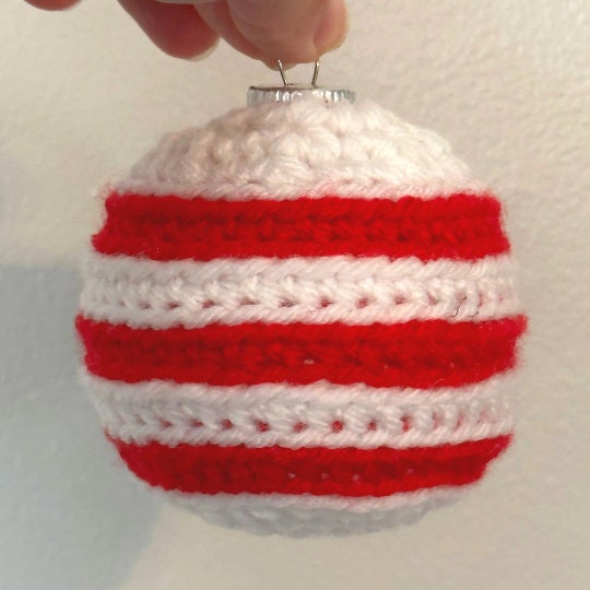PDF Striped Christmas Bauble crochet PATTERN. Christmas Tree Ornament crochet pattern digital download only