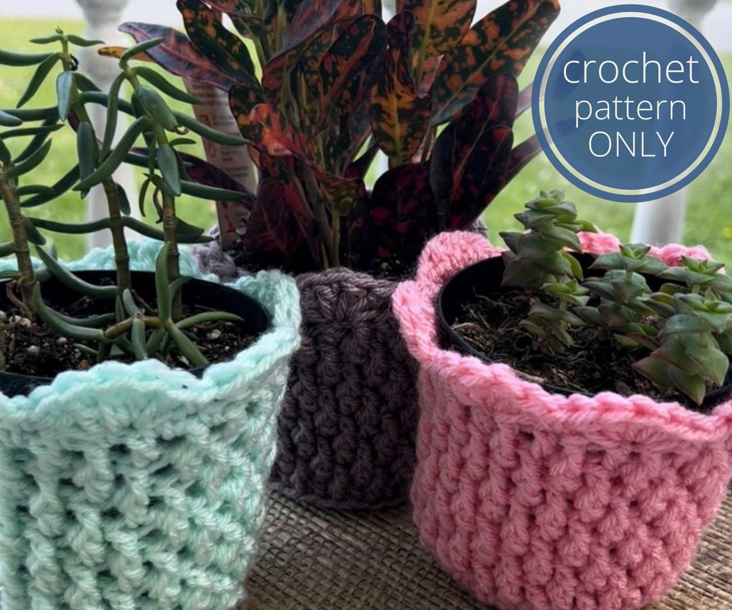 PDF Plant Pot Cover Crochet Pattern using the cozy Alpine Stitch. Boho Crochet Basket for Plant Lover Gift