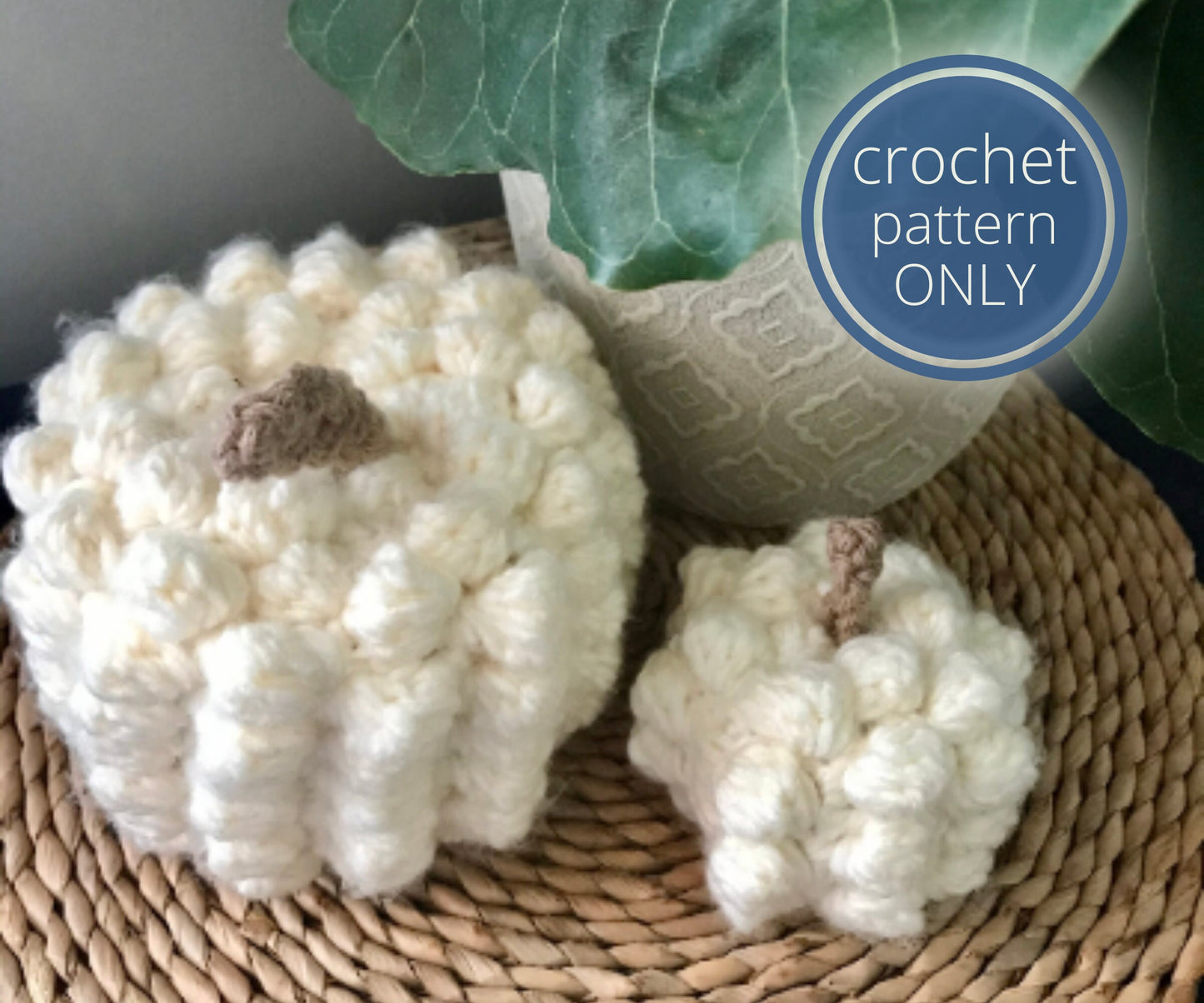 PDF Bobble Pumpkin Crochet Pattern. 2 sizes: Deluxe Halloween Plush Decor. Boho Pumpkin Knit Yarn for Thanksgiving Fall Decoration