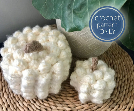 PDF Bobble Pumpkin Crochet Pattern. 2 sizes: Deluxe Halloween Plush Decor. Boho Pumpkin Knit Yarn for Thanksgiving Fall Decoration