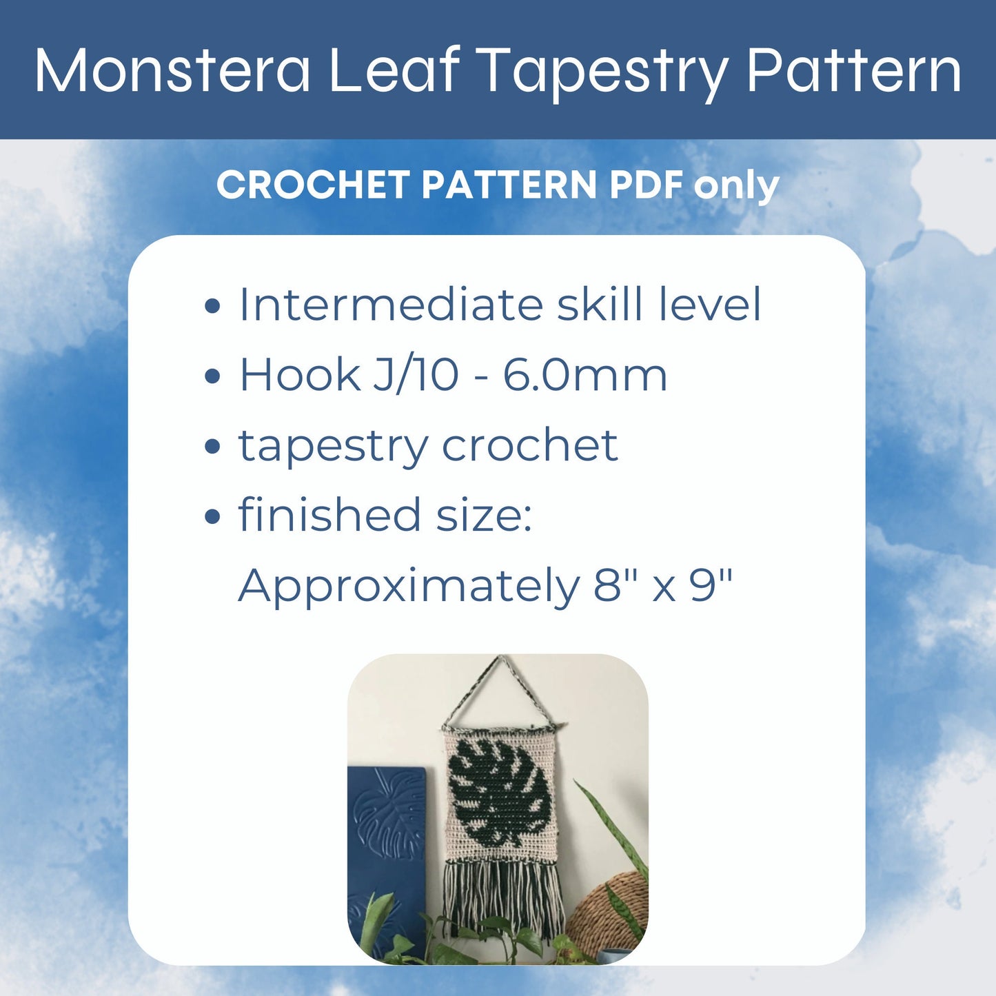 PDF Monstera Crochet Wall Hanging PATTERN: Monstera Leaf Wall Hanging Tapestry for Home Decor. Crochet Patten Download