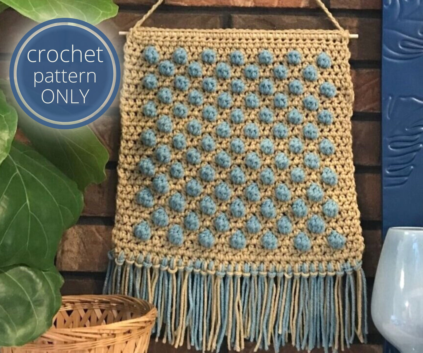 PDF Springtime Bobbles Wall Hanging Crochet PATTERN. Digital Download for Tapestry crochet using bobble stitch