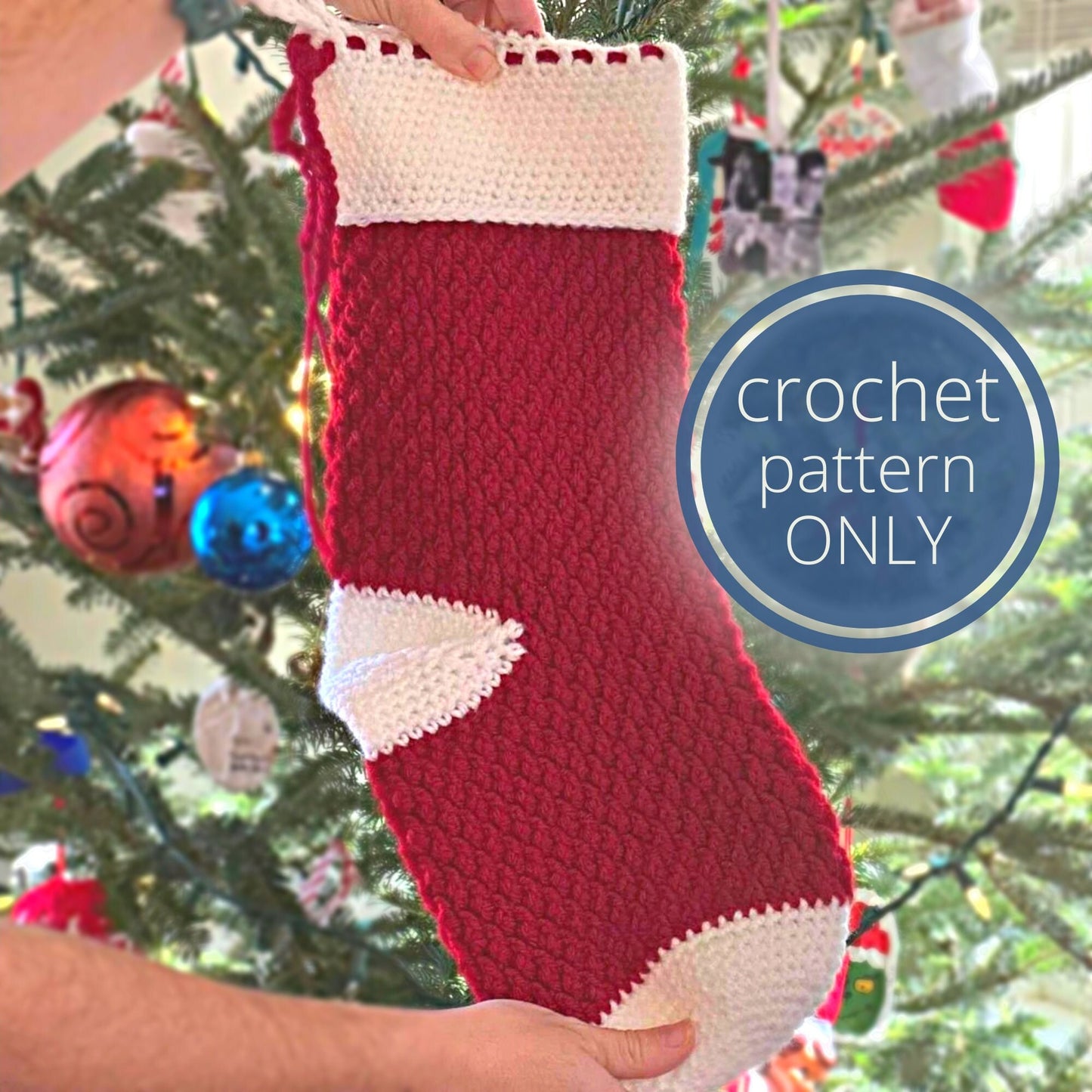 PDF Christmas Stocking Crochet Pattern using Alpine Stitch. Quick Christmas Gift Idea for Xmas Decoration