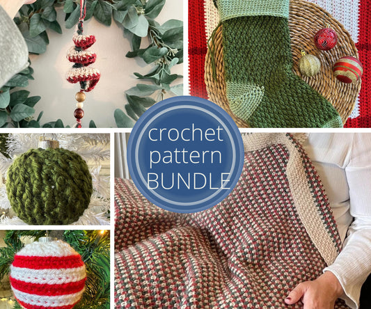 5 Christmas pattern BUNDLE: Holiday Crochet PATTERNS PDF - Easy Projects for Crocheters. Beginner friendly crochet pattern set