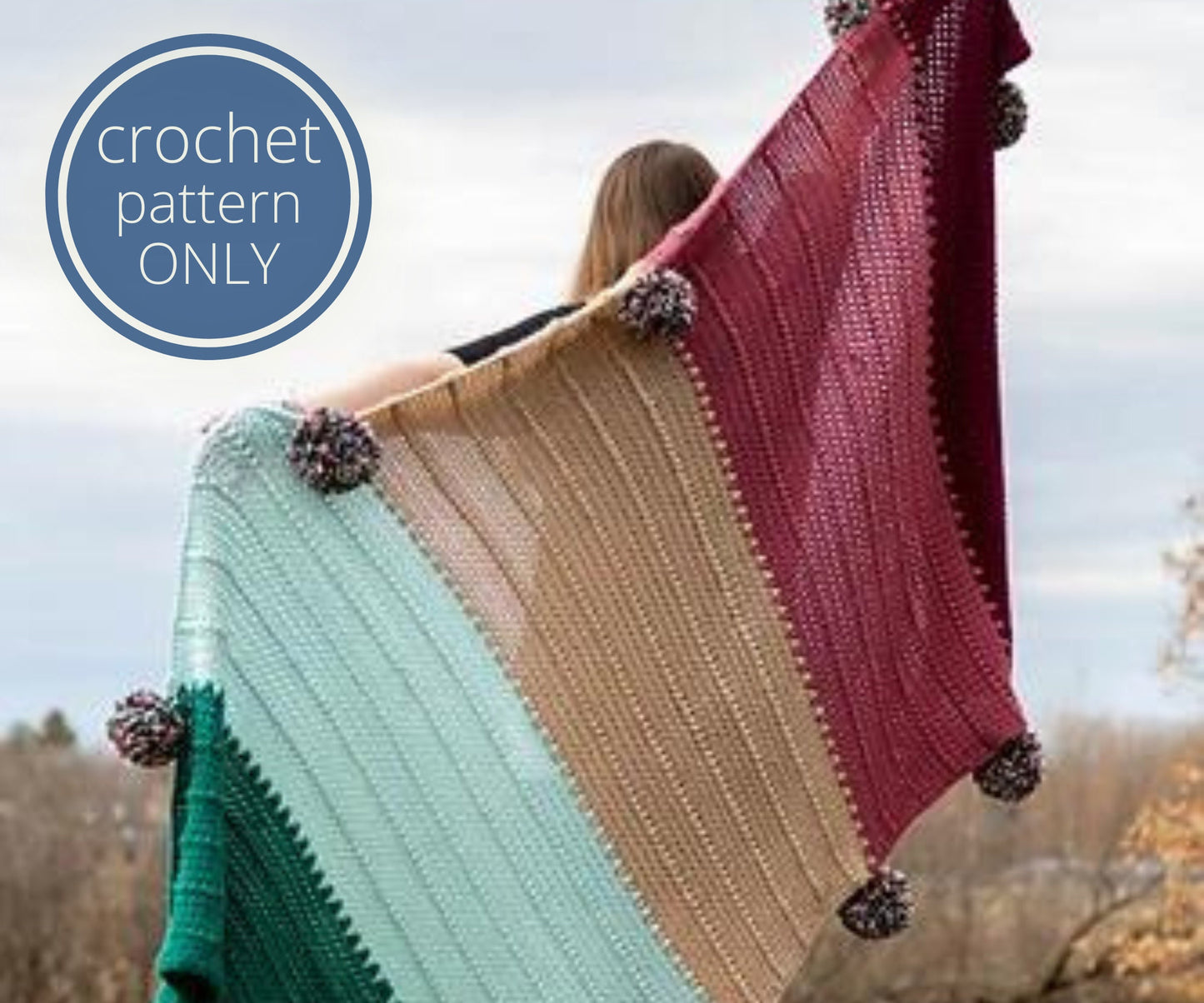 PDF Picnic Blanket Pattern: Easy Christmas Afghan Crochet Pattern. Simple Throw pattern. PDF digital download using worsted weight yarn