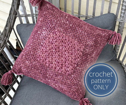 PDF Desert Flower Pillow Crochet Pattern. Throw Pillow Pattern using Jasmine crochet stitch and worsted yarn. Cushion cover crochet pattern