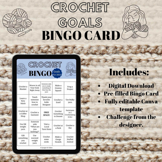 Crochet BINGO CARD - Downloadable PDF and Canva template
