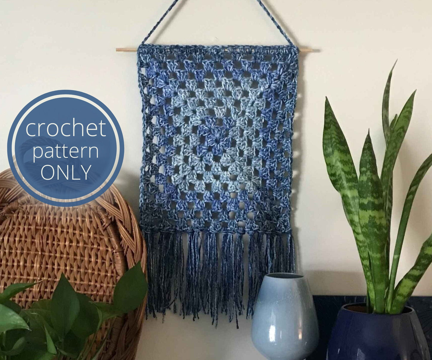 PDF Simple Granny Square Wall Hanging Crochet Pattern. Easy Tapestry crochet wall hanging pattern.