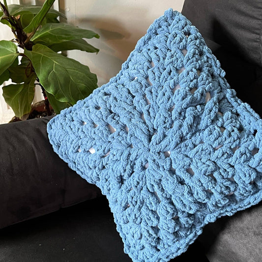 Cabled Granny Crochet Pillow Pattern | Video Tutorial | Digital download | Blanket Yarn