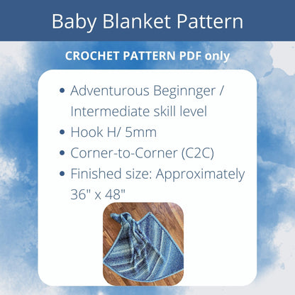 Simple Ombre C2C Baby Blanket | Corner-to-Corner Crochet Pattern