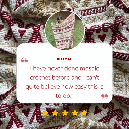 Mosaic Gingerbread Blanket | Overlay Mosaic Crochet Pattern with Reversible Mosaic Pattern