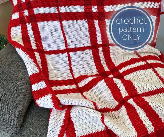 Christmas Plaid Throw Crochet Pattern PDF - Chart & Written Pattern, Tapestry Crochet, Aran Yarn, Festive Blanket, Home Decor