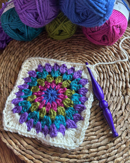 Rainboho Pillow | Rainbow Boho Granny Square Crochet Pattern