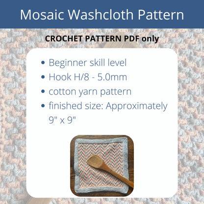 Mosaic ZigZag Dishcloth | Mosaic Crochet Washcloth Pattern