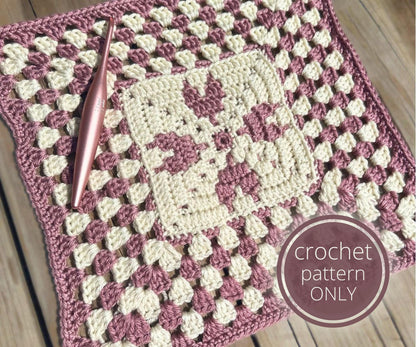 Mosaic Hearts Granny Square | Mosaic Crochet Square Pattern