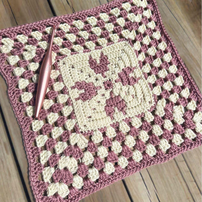 Mosaic Hearts Granny Square | Mosaic Crochet Square Pattern