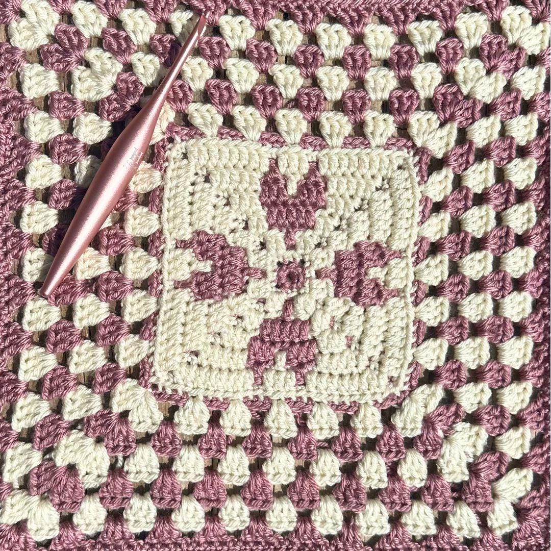 Mosaic Hearts Granny Square | Mosaic Crochet Square Pattern