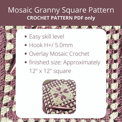 Mosaic Hearts Granny Square | Mosaic Crochet Square Pattern