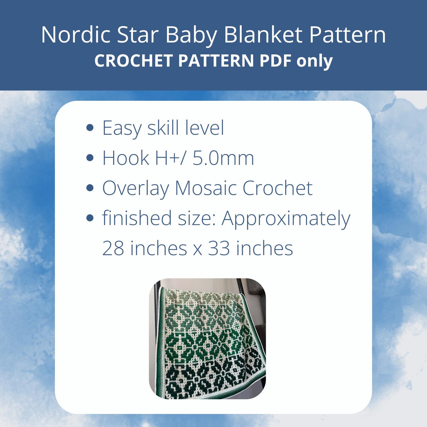 Nordic Star Baby Blanket | Overlay Mosaic Crochet Pattern