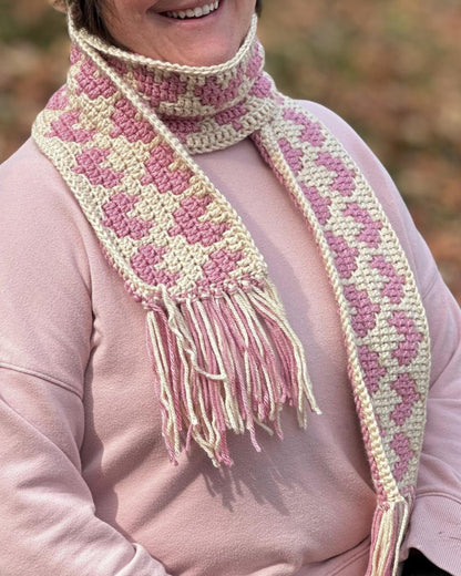 Mosaic Hearts Scarf | Mosaic Crochet Pattern
