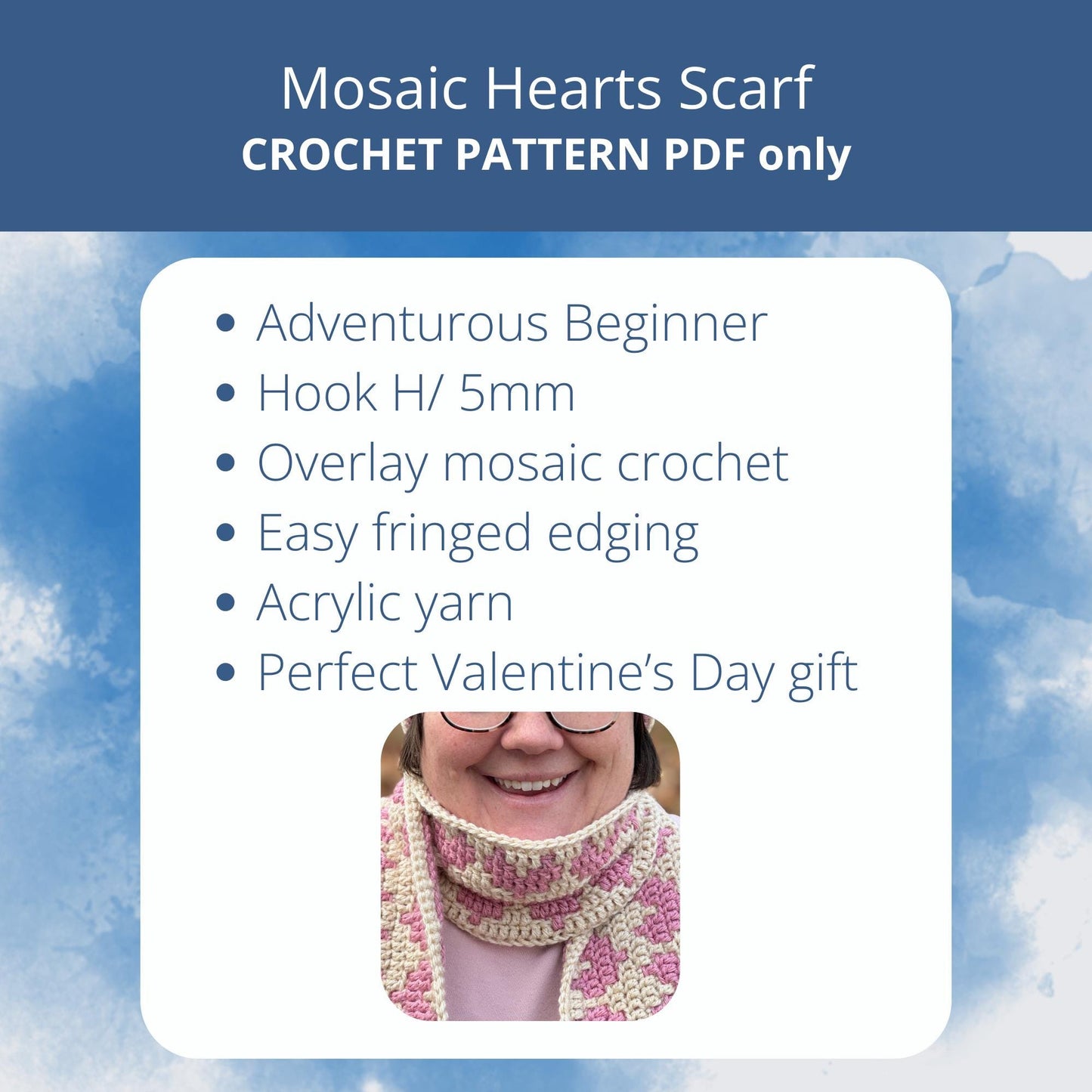 Mosaic Hearts Scarf | Mosaic Crochet Pattern