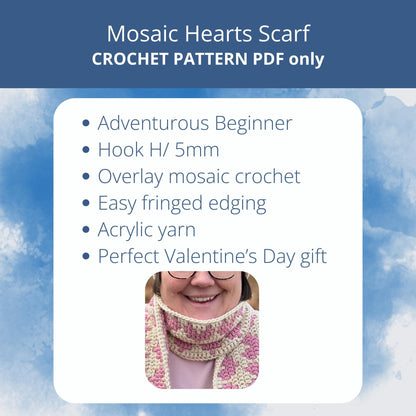 Mosaic Hearts Scarf | Mosaic Crochet Pattern