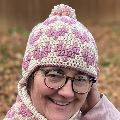 Mosaic Hearts Hat | Mosaic Crochet Beanie Pattern