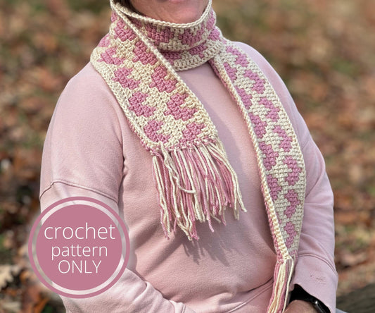 Mosaic Hearts Scarf | Mosaic Crochet Pattern