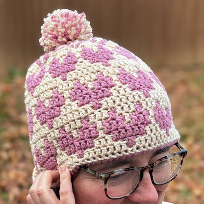 Mosaic Hearts Hat | Mosaic Crochet Beanie Pattern