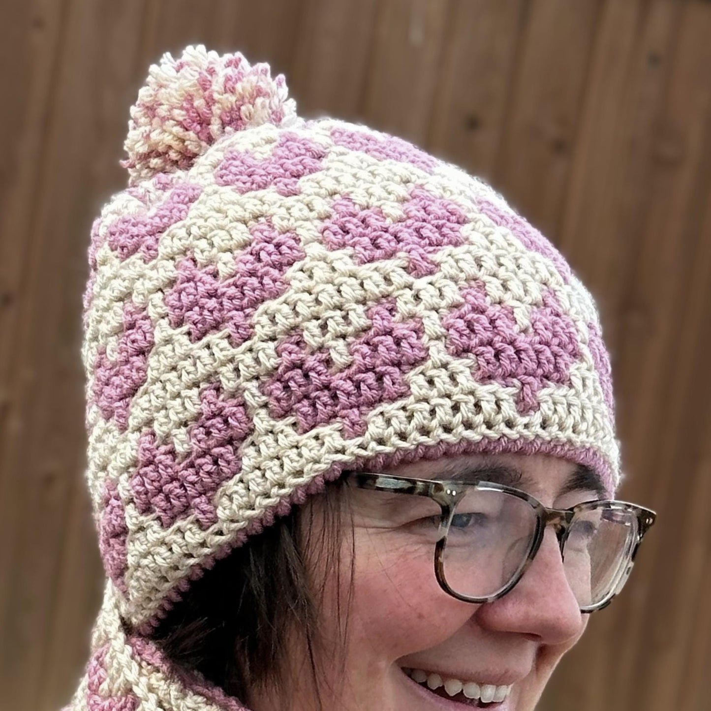 Mosaic Hearts Hat | Mosaic Crochet Beanie Pattern